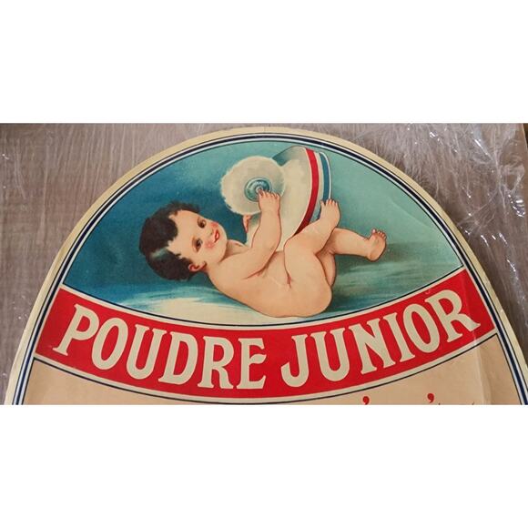 Vintage Original Poudre Junior French Baby Powder Poster Barrel Label 14x19 READ - Picture 12 of 16